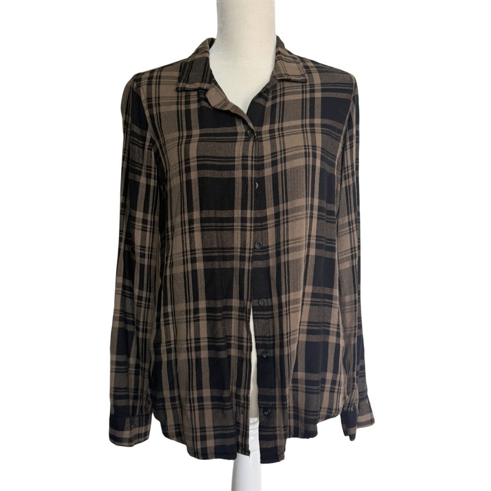 VICI S Brown Black Plaid Button Up Shirt 90s Grunge Dark Academia Fall Casual